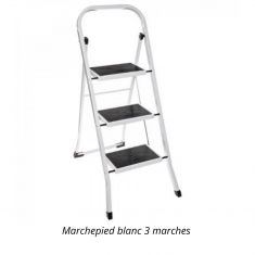 Marchepied echelle professionnelle 3 marches, blanc
