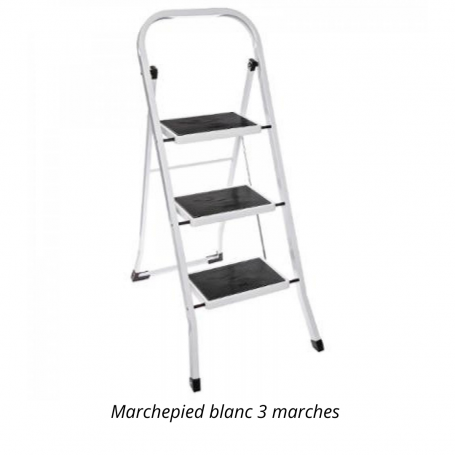 Marchepied echelle professionnelle 3 marches, blanc