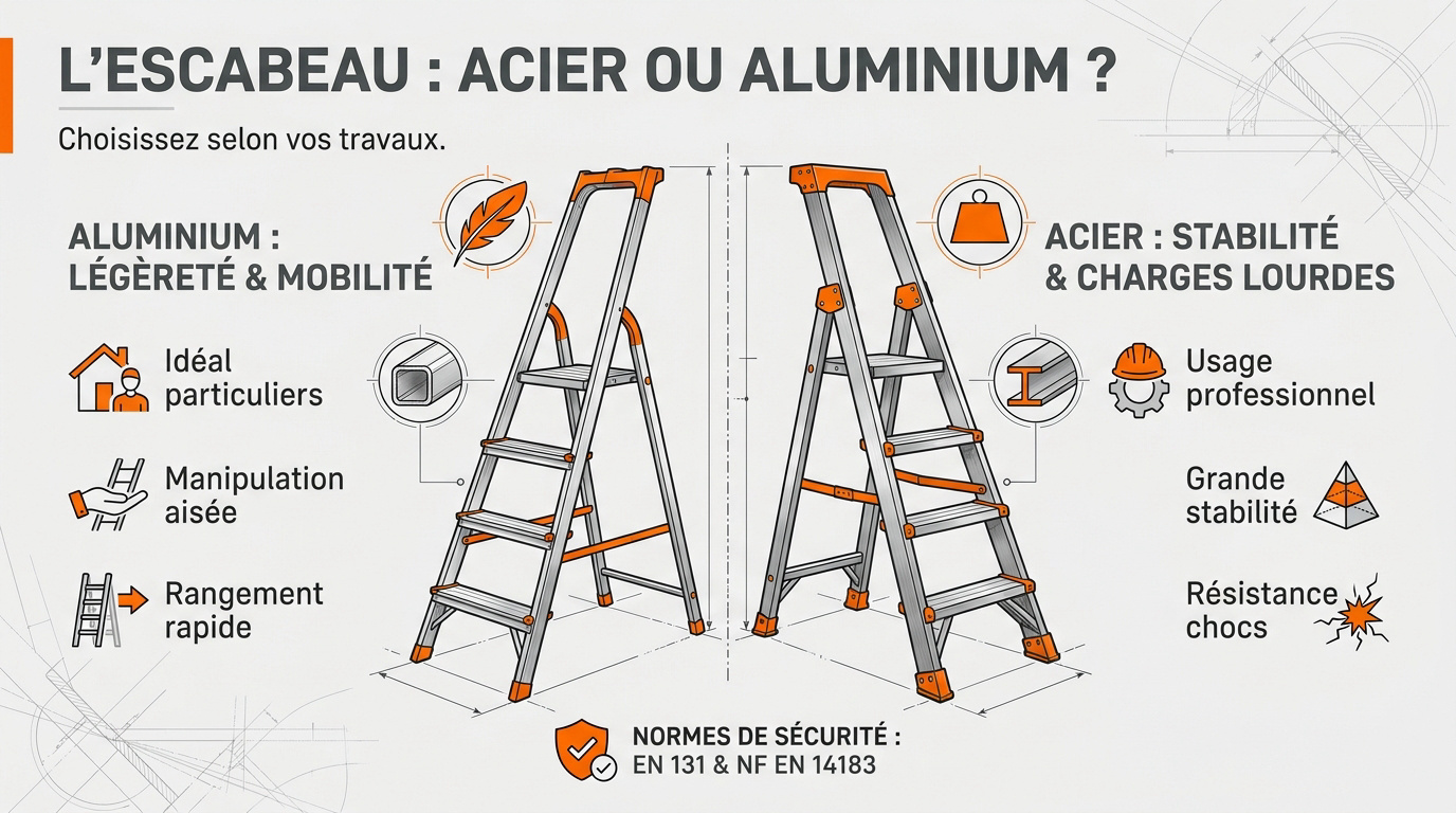 Comparaison entre escabeau aluminium léger et acier robuste