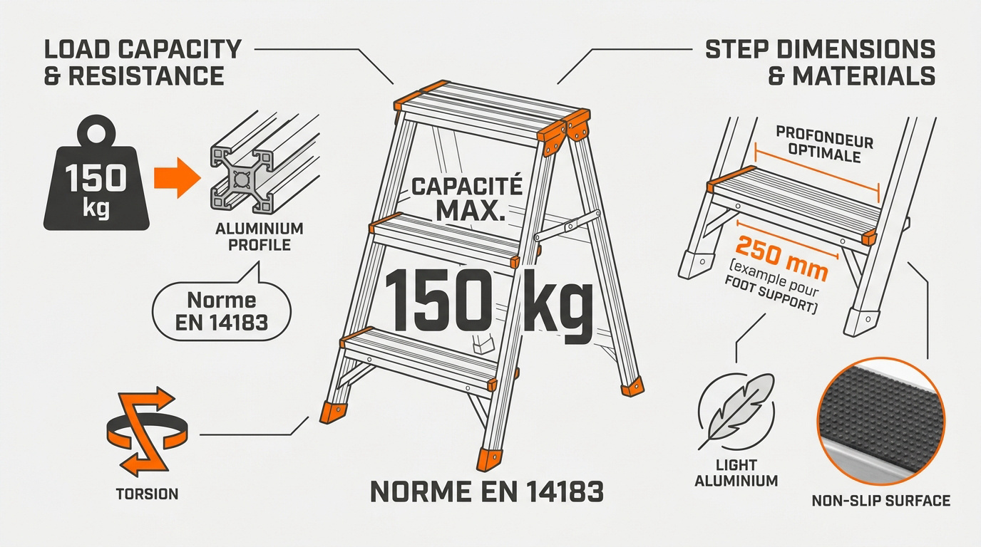 Marchepied industriel modulaire en aluminium certifié EN 14183