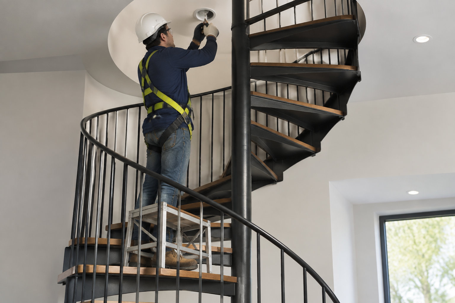 Plateforme PIRL posée sur un escalier tournant